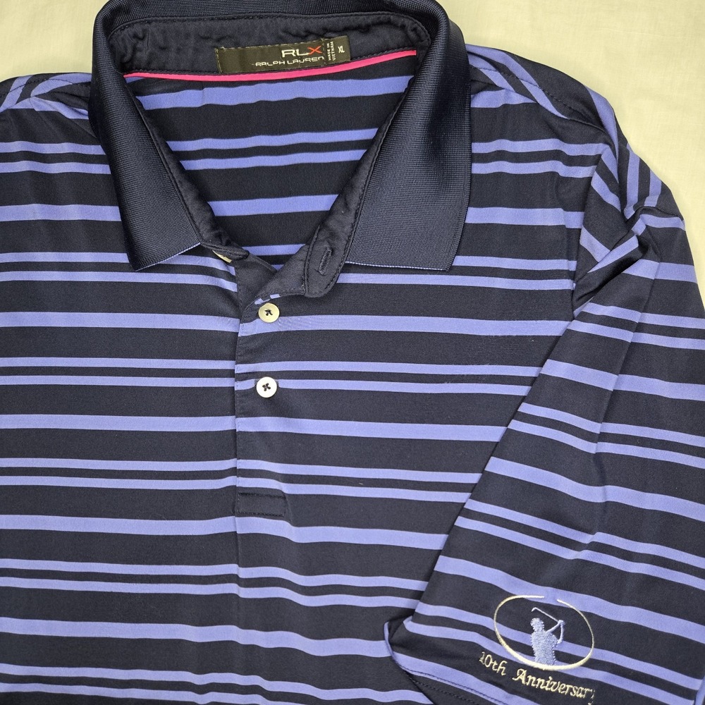 RLX Ralph‎ Lauren Golf  Polo Shirt Size XL Short Sleeve Striped Golf Logo Sleeve